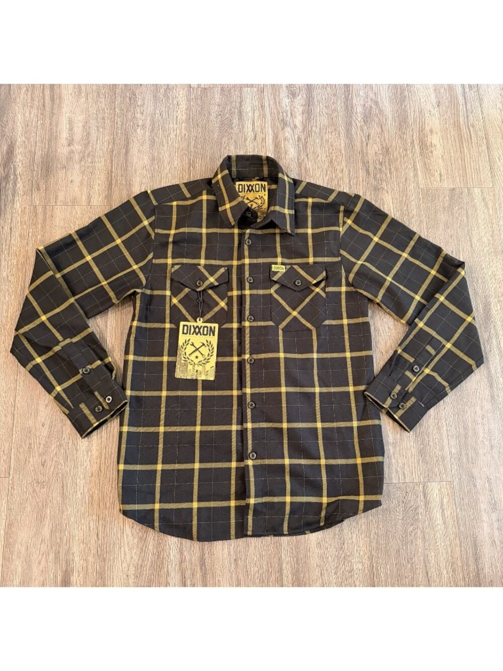 DIXXON FLANNEL CO Shirt Adult M Black Yellow Plaid The Messenger Rare Mens